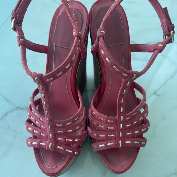Dior Shoes - Women's Pink Strappy Wedge Sandals